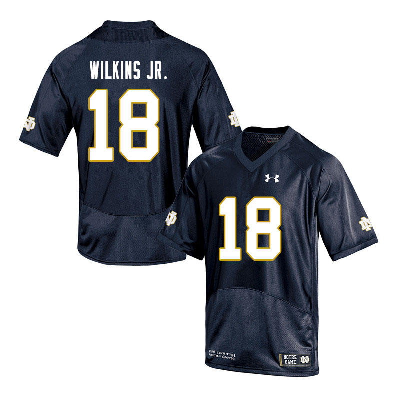 Men #18 Joe Wilkins Jr. Notre Dame Fighting Irish College Football Jerseys Sale-Navy